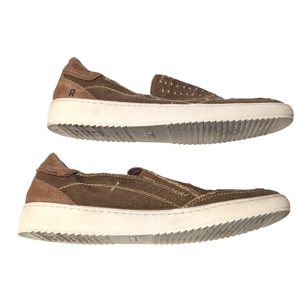 Roan by Bed Stu Kayson Mens Brown Textile Leather Slip On Sneakers Size 11